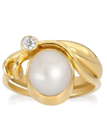 Rabinovich Ring Forgyldt Med Hvid Perle Winding White Størrelse 51