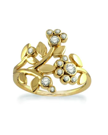 Rabinovich Ring   Forgyldt Sterlingsølv  Adorable Lace Guldbelagt 14 Karat Med Zirkonia  Størrelse 51