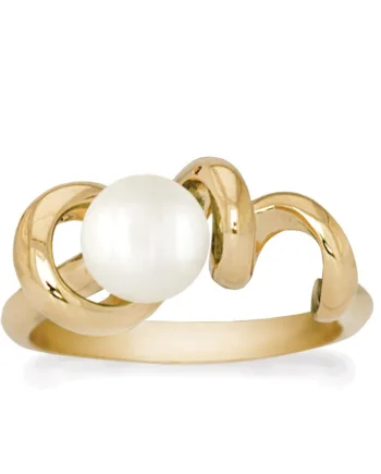 Rabinovich Ring Med Hvid Perle  Forgyldt Soft Line Størrelse 51