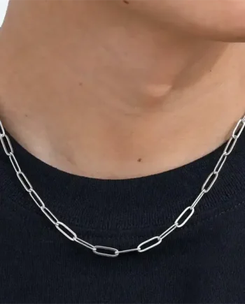 Rektang Herrekæde   Stål 45 Cm