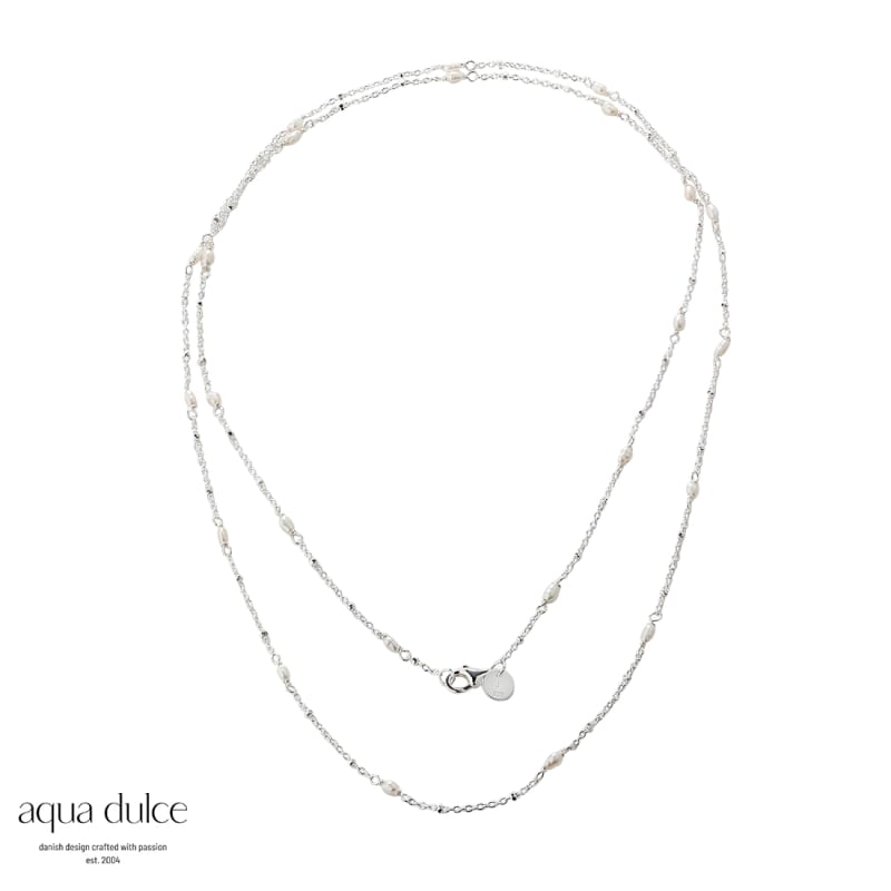Rice Dots Long Necklace   Silver