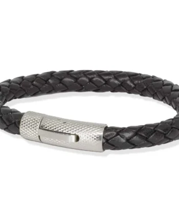 Riffle Læderarmbånd Sort