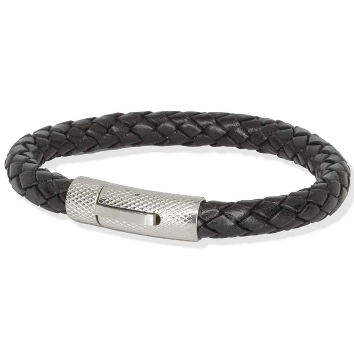 Riffle Læderarmbånd Sort