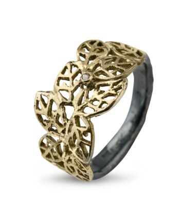 Ring Beech Leaves Gold 52