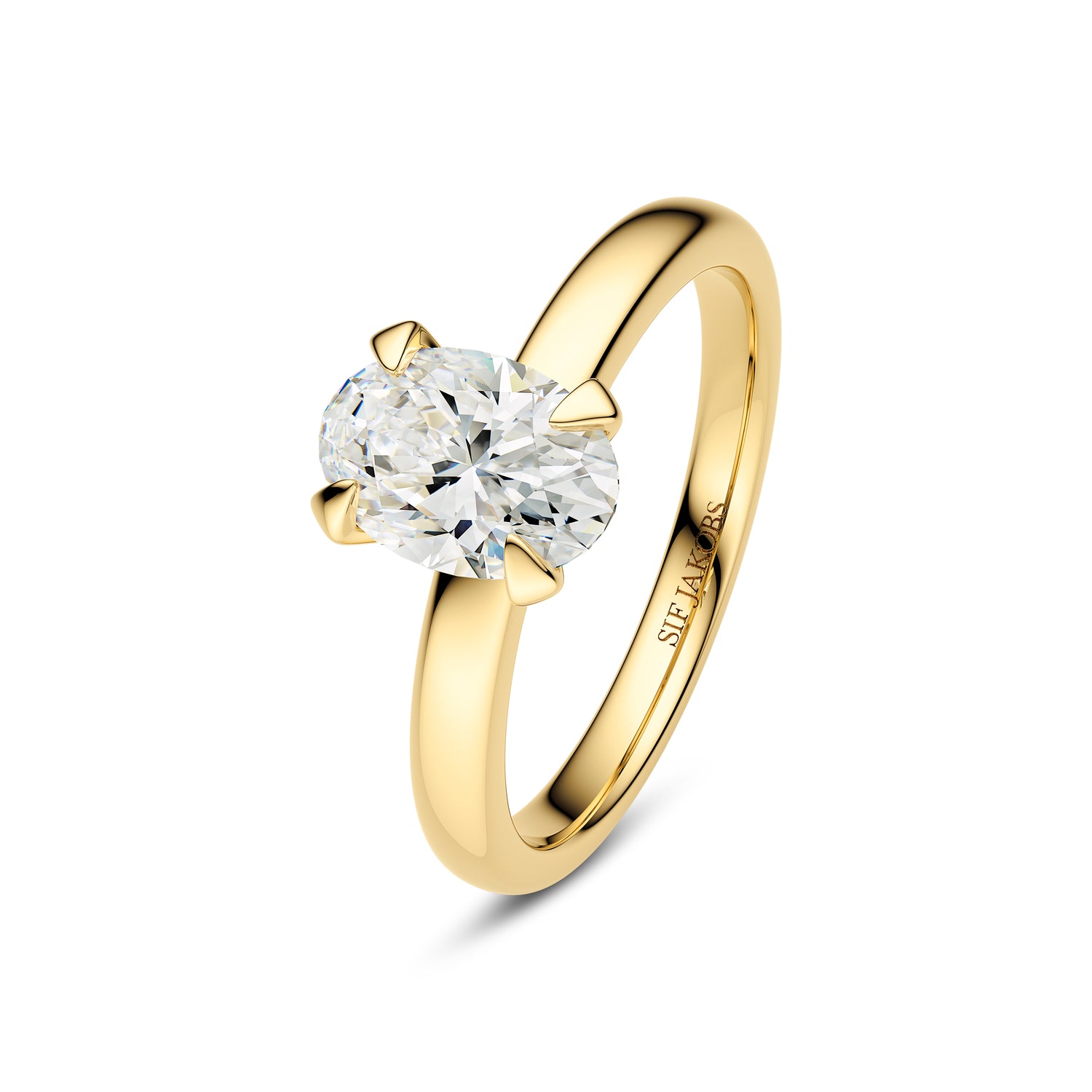 Ring Grace Ovale Solitaire 14 Kt  Guld El  Hvidguld   00-  00 Ct Tw  -  Vs Lab-grown Diamant