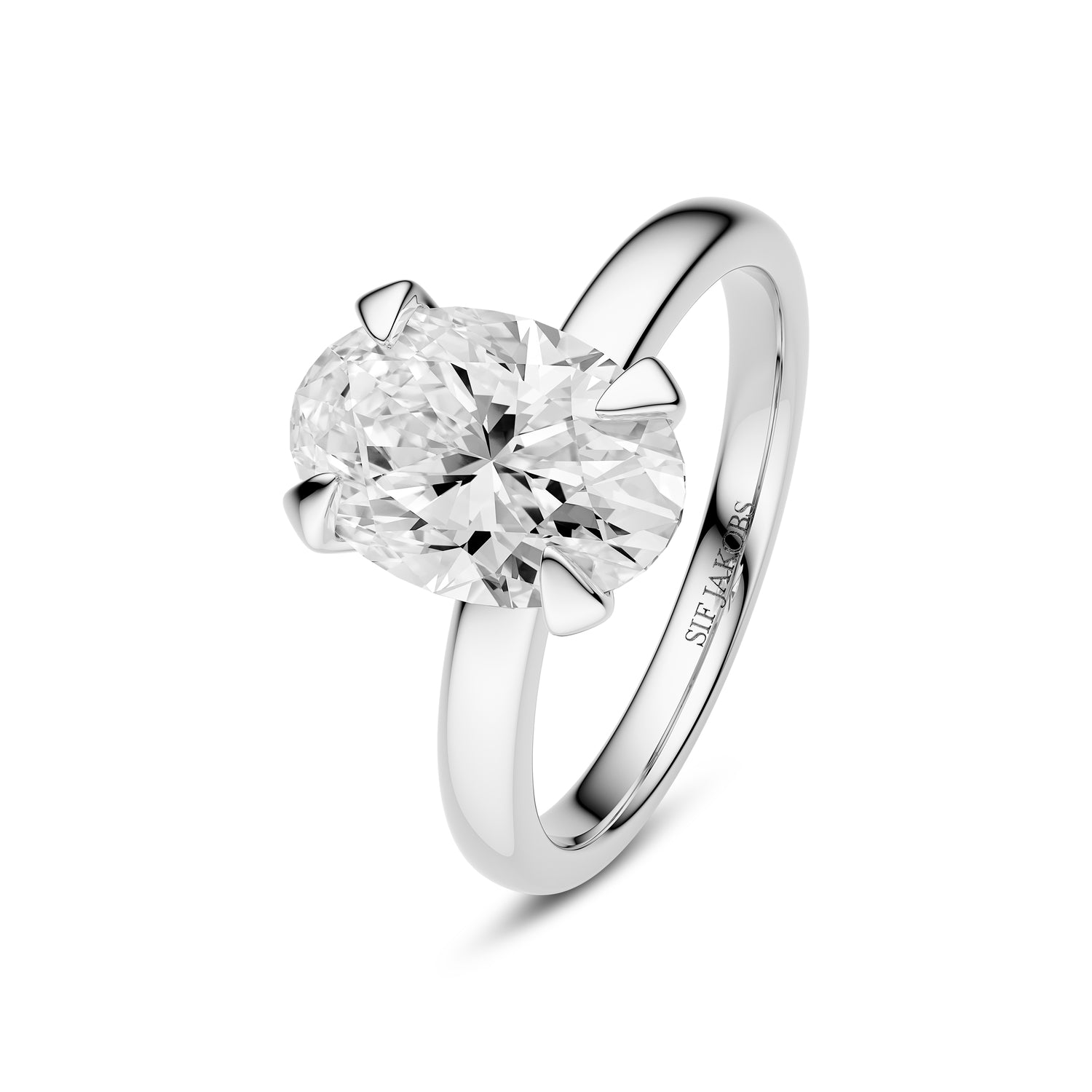 Ring Grace Ovale Solitaire 14 Kt  Guld El  Hvidguld   00-  00 Ct Tw  -  Vs Lab-grown Diamant