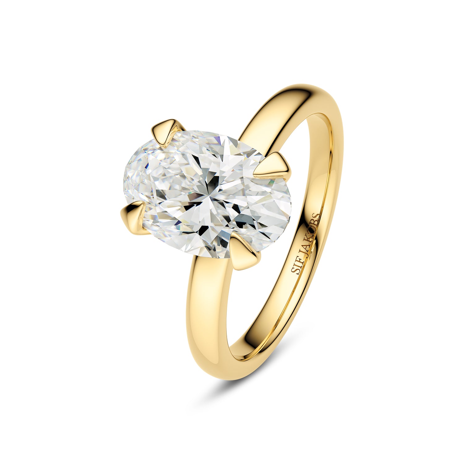 Ring Grace Ovale Solitaire 14 Kt  Guld El  Hvidguld   00-  00 Ct Tw  -  Vs Lab-grown Diamant