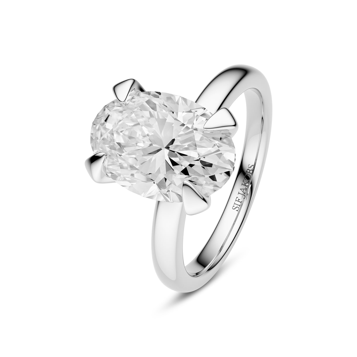 Ring Grace Ovale Solitaire 14 Kt  Guld El  Hvidguld   00-  00 Ct Tw  -  Vs Lab-grown Diamant