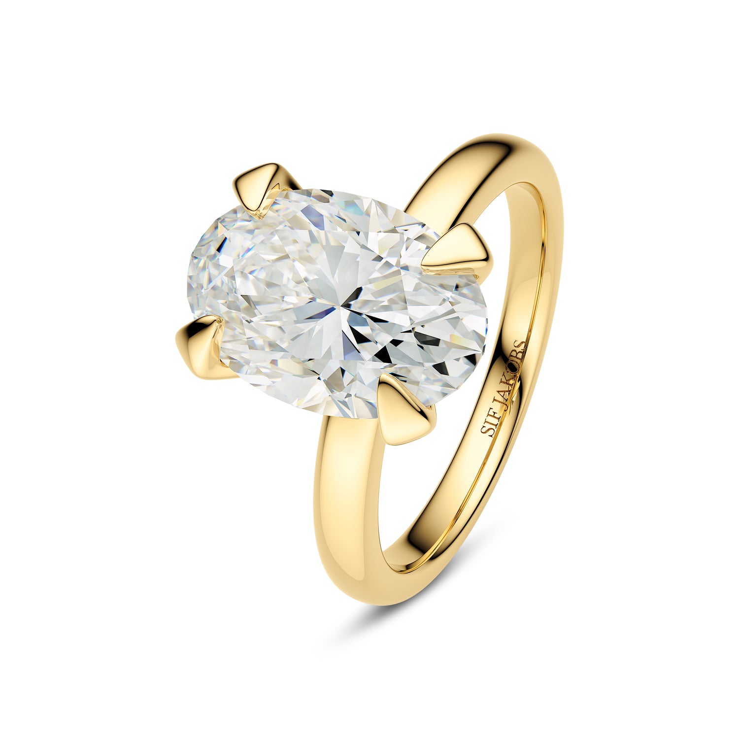 Ring Grace Ovale Solitaire 14 Kt  Guld El  Hvidguld   00-  00 Ct Tw  -  Vs Lab-grown Diamant