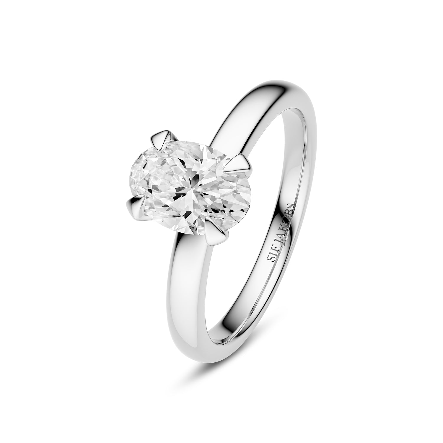 Ring Grace Ovale Solitaire 14 Kt  Guld El  Hvidguld   00-  00 Ct Tw  -  Vs Lab-grown Diamant