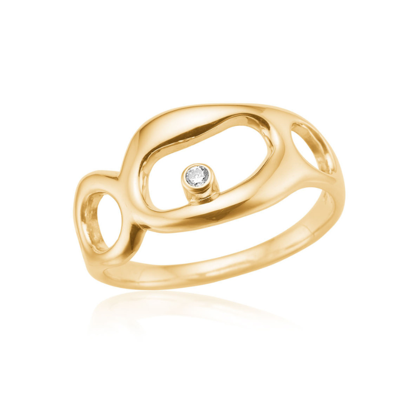 Ring   Guldbelagt Sølv Med Zirkonia 62