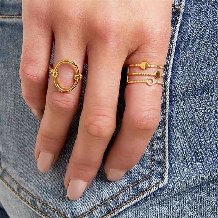 Ring On ædelstål Forgyldt Justerbar Ring