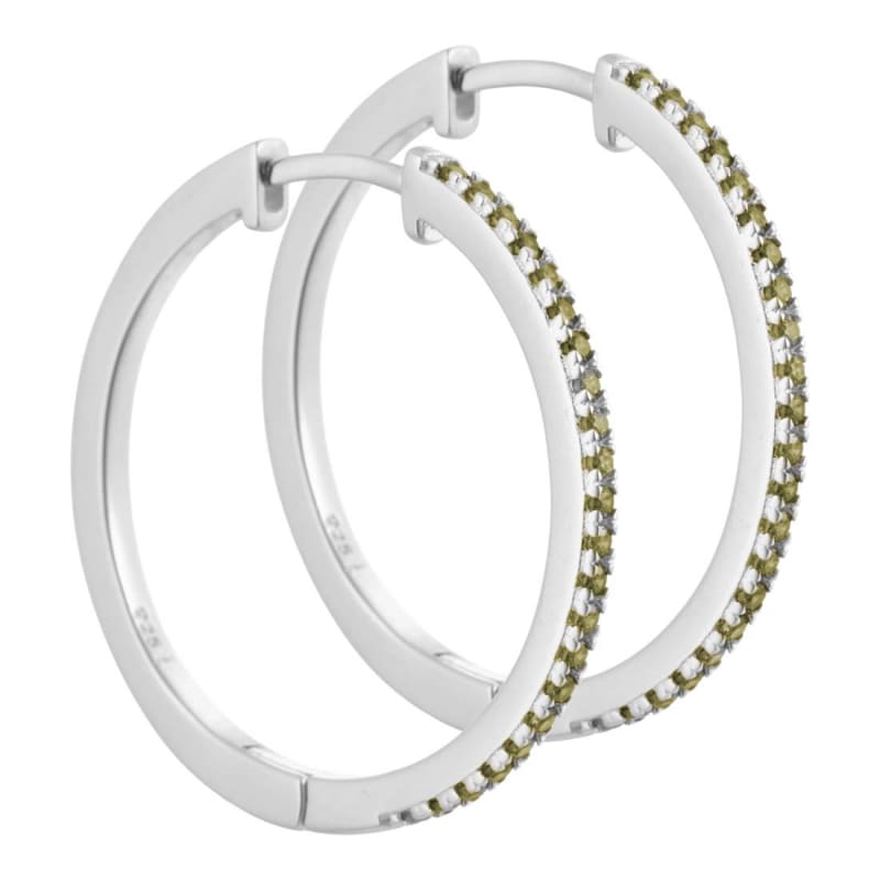 Ronja 25 Mm  Creoler   Sterling Sølv Med Oliven Zirkonia