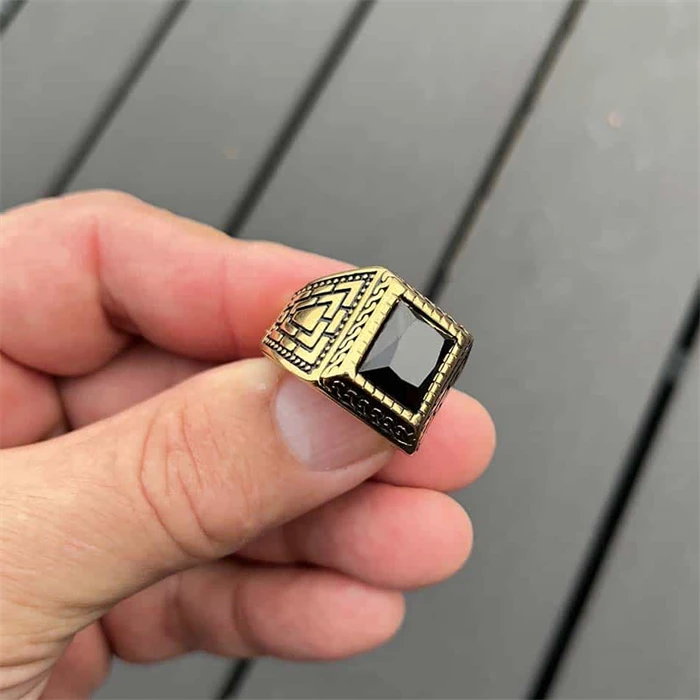 Rope Herrering Med Sort Onyx Og Pvd Guldbelsgt