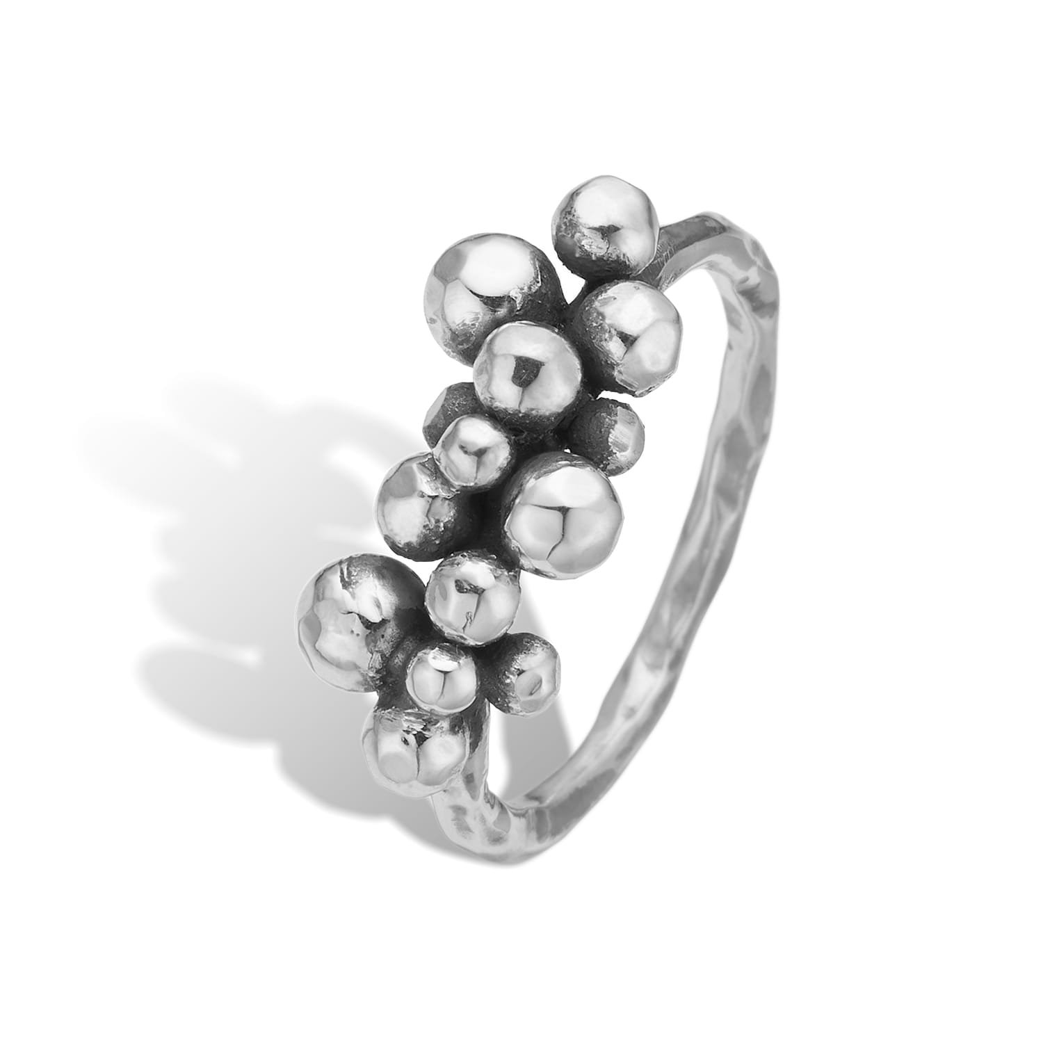 Rose Buds Silver Cluster-13 Ring 60