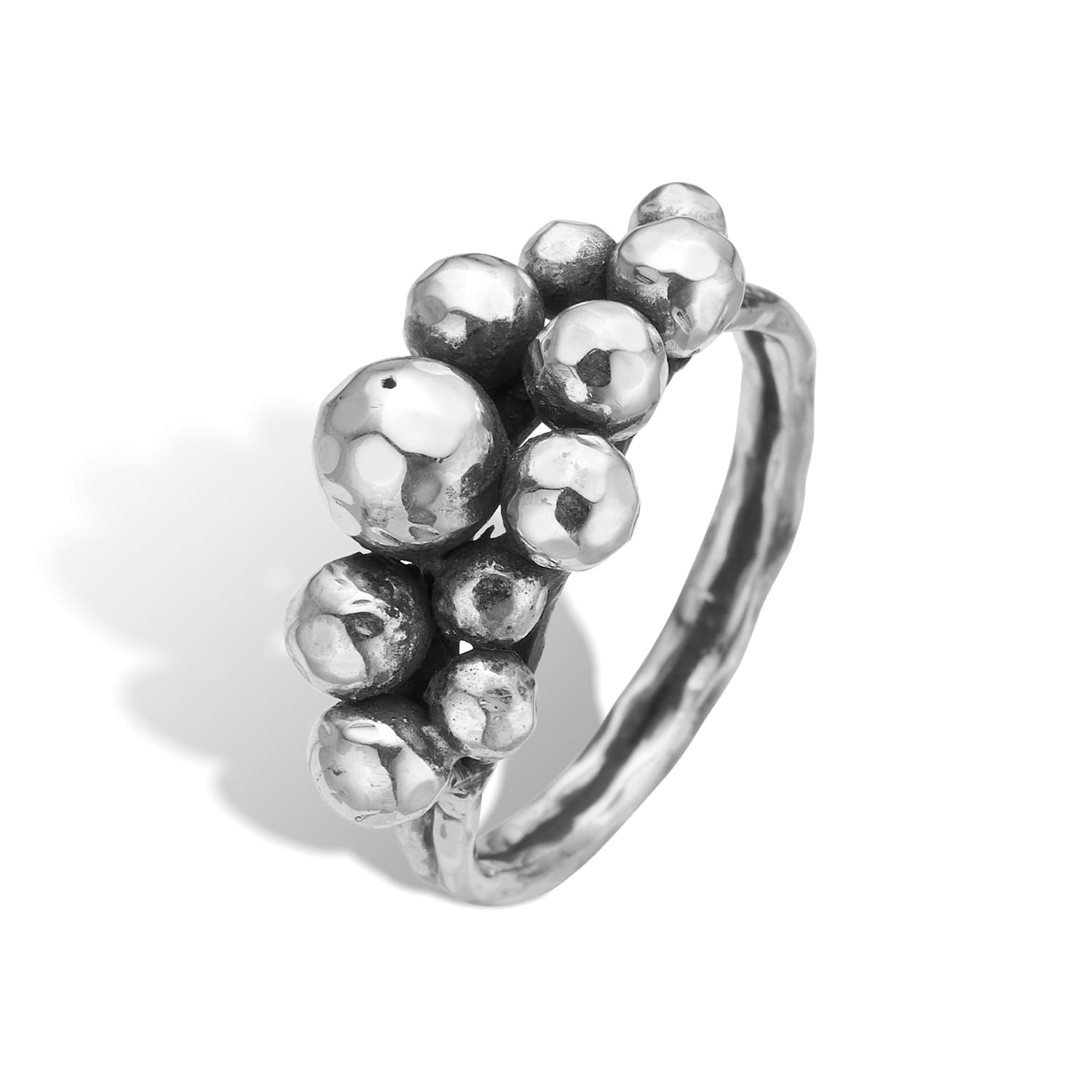 Rose Buds Silver Cluster-11 Ring 60