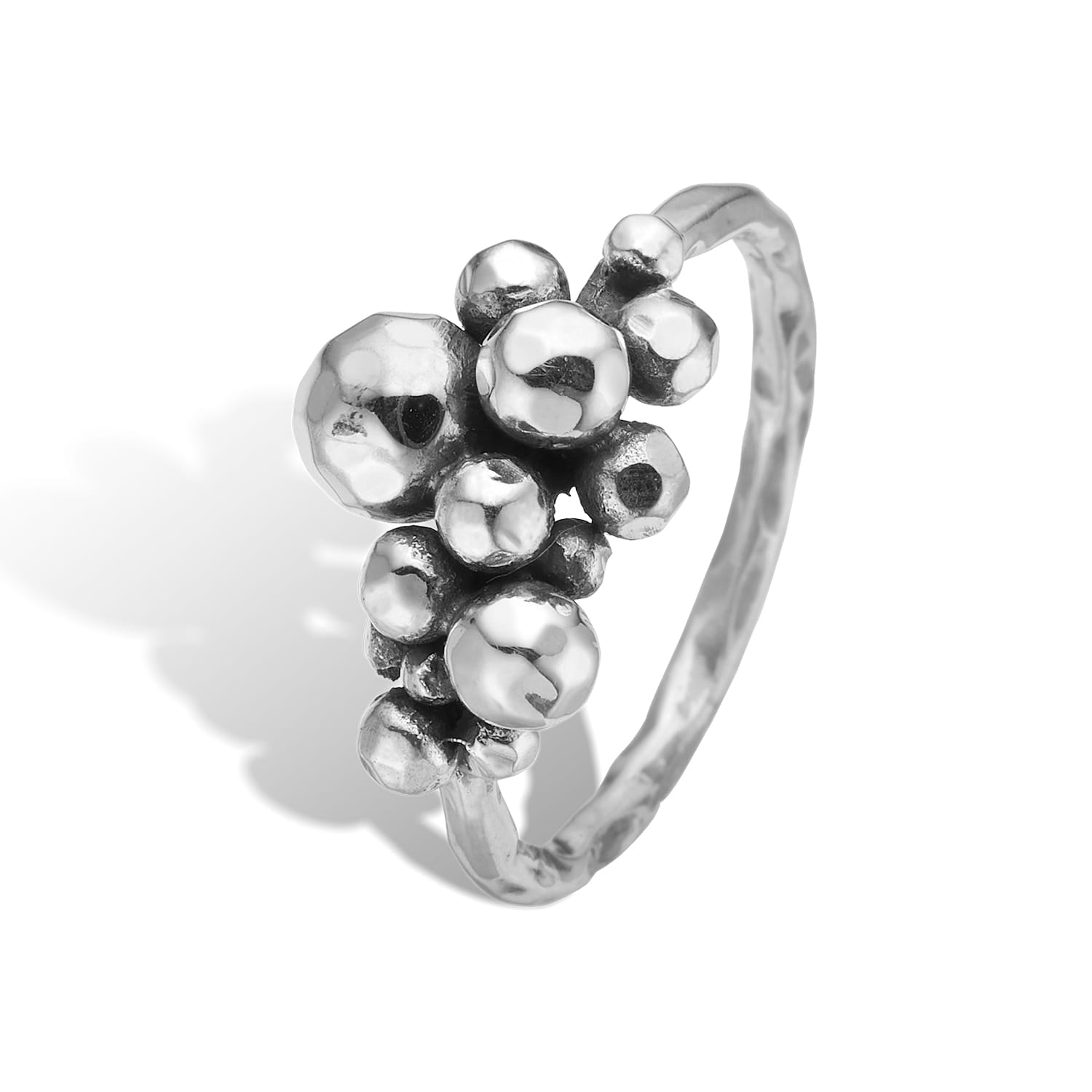Rose Buds Silver Cluster-14 Ring 60