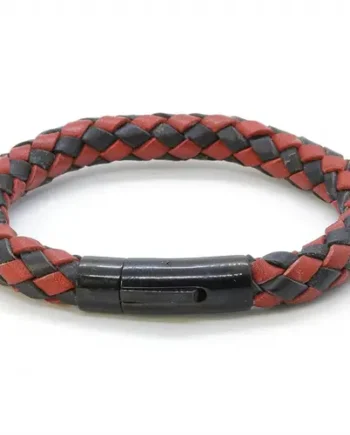 Rustikt Læderarmbånd Sort Rød