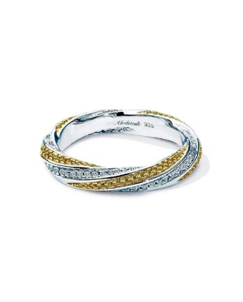 Sahara Snoet Alliancering Ring Med Gule Sten