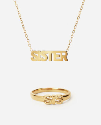 Sister Halskæde   Sis Ring 18k Guldbelagt