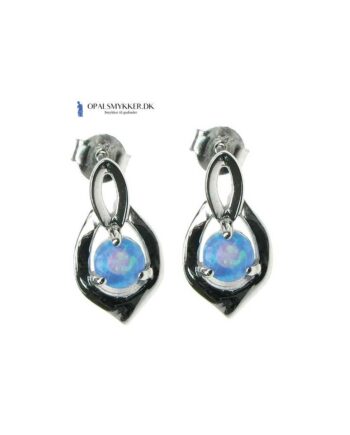 Skjold Opal øreringe Med Blå Opal Sten  925 Sterling Sølv   Rhodium Belægning