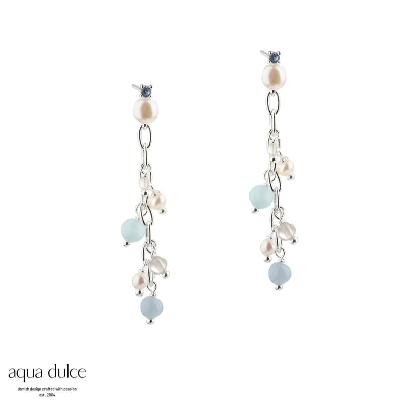 Sky Blue Chain Earring   Silver