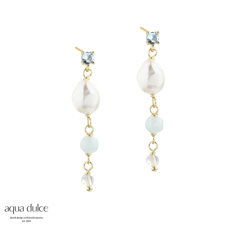 Sky Blue Pearl Earstud   Golden