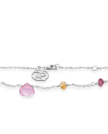 Sølv Armbånd Med Pink Turmalin  Grøn Turmalin  Pink Topas  Citrin  Hurtig Levering På Rabinovich Design Smykker