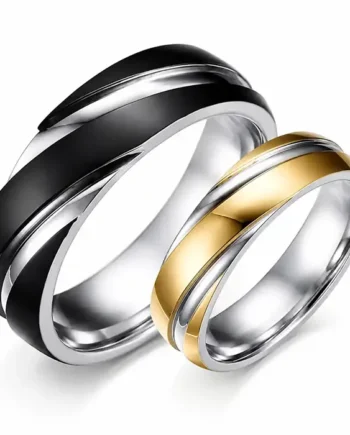 Sort   Guld Parring   Forlovelsesring   Rustfrit Stål