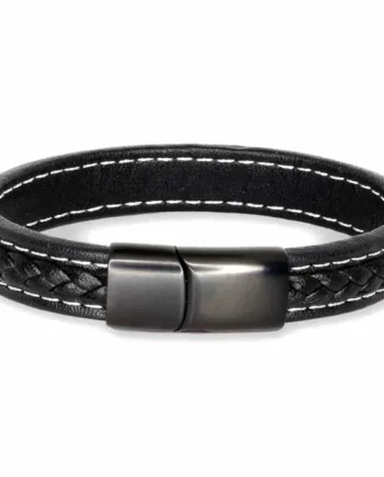 Sort Major Læderarmbånd Flet