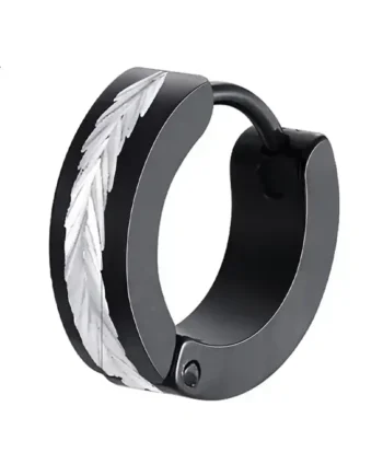 Sort Stål Groove Hoop   Herre ørering  Pr  Stk