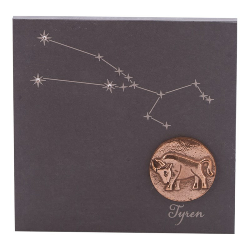 Stjernetegn 14 14 Cm Billede 399 - Kr Skifer Bronze Swarovski Krystaller Alletiders Gaveide Stjernetegn Tyr 21 04-21 05