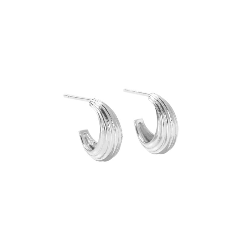Sue Hoop Small   Silver