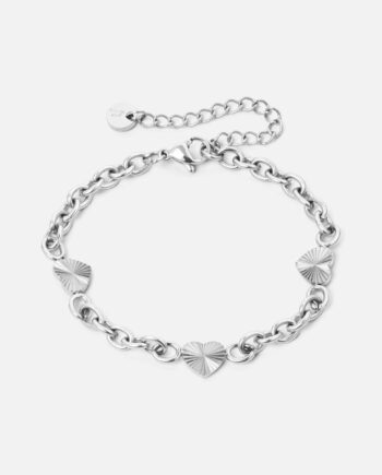 Sunset Heart Link Armbånd Sølvfarvet