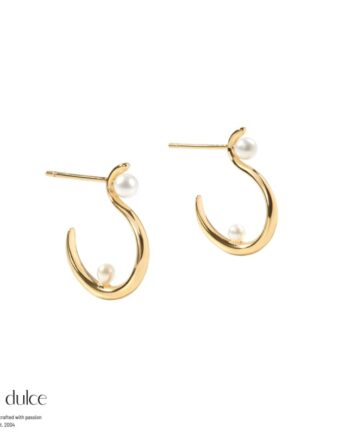 Swan Pearl Hoop Medium   Golden