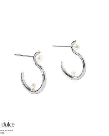 Swan Pearl Hoop Medium   Silver
