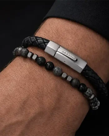 Thomaz Rå Læder Og Sten   Perfekt Kombination Armbåndsæt