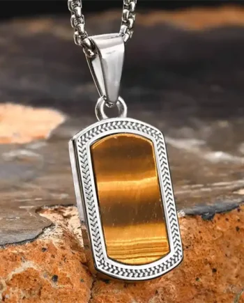 Tiger Herre Halssmykke Med Tiger Eye Sten