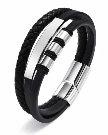 Tikki Armbånd Sort Og Blank Stål