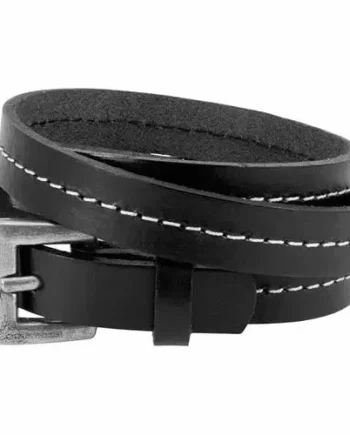 Triple Stitz Læderarmbånd Sort