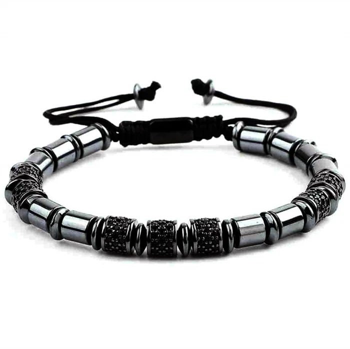 Tube Armbånd Med Hamatit Beads Og Cz