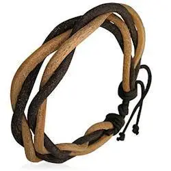 Tvefarvet Læderarmbånd Til Mænd