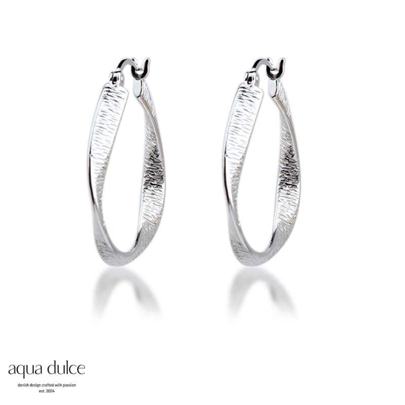 Twisted Lines Hoop   Silver