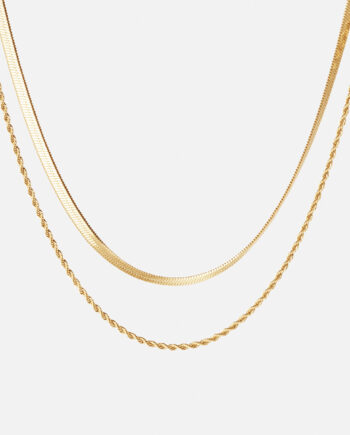 Twisted Rope   Flad Snake Halskæde 18k Guldbelagt