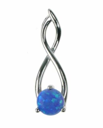 Twister Opal Smykke Vedhæng Med Blå Opal Sten  925 Sterling Sølv   Rhodium Belægning