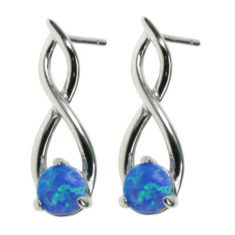 Twister Opal øreringe Med Blå Opal Sten 925 Sterling Sølv Og Rhodium Belægning