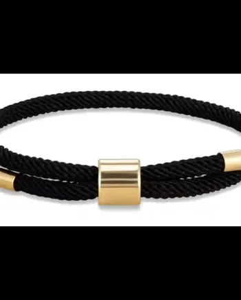 Urban Rope Black   Sort Herrearmbånd Med Forgyldt Stål