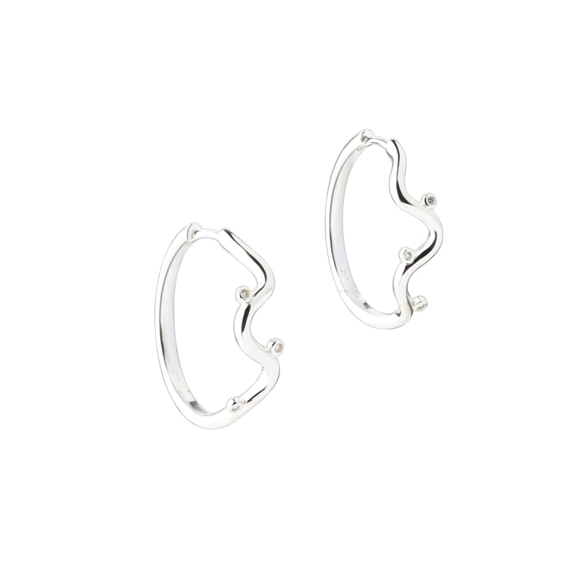 Wavy Hoop Big   Silver
