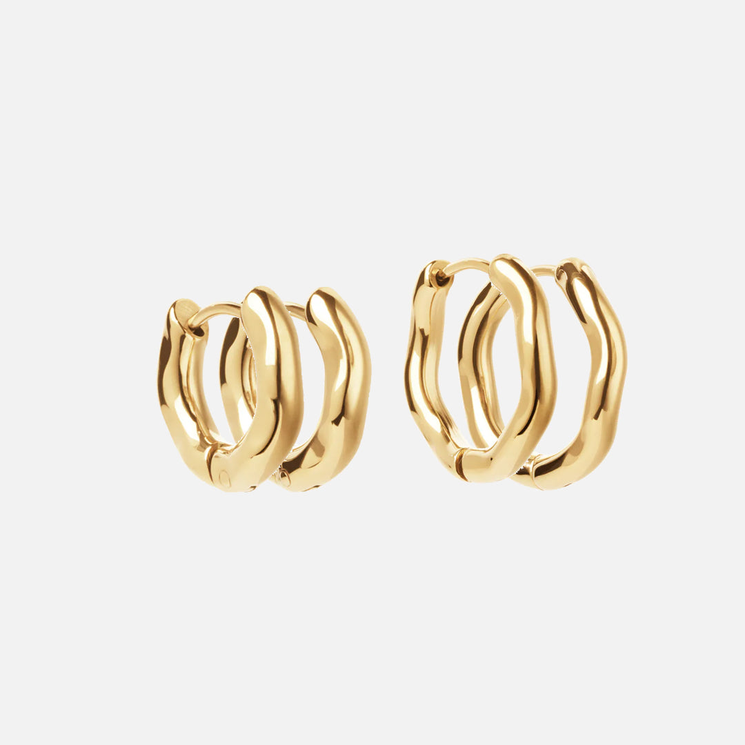Wavy Hoops 20mm   Wavy Hoops 14mm 18k Guldbelagt