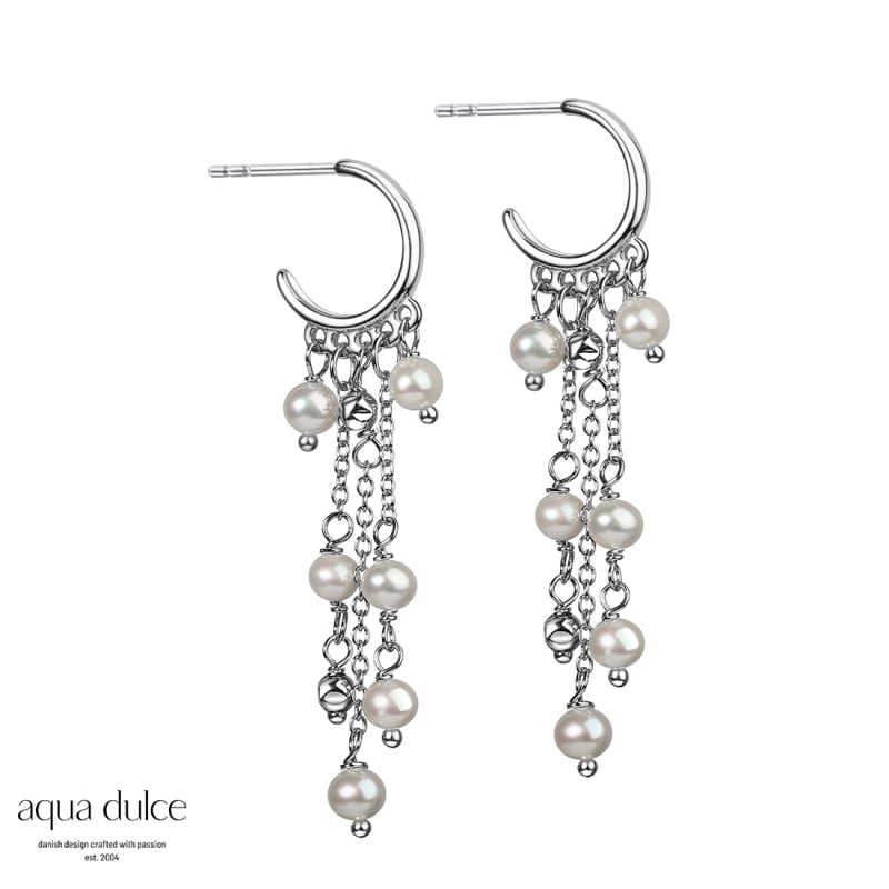 Wendy Pearl Hoop   Silver